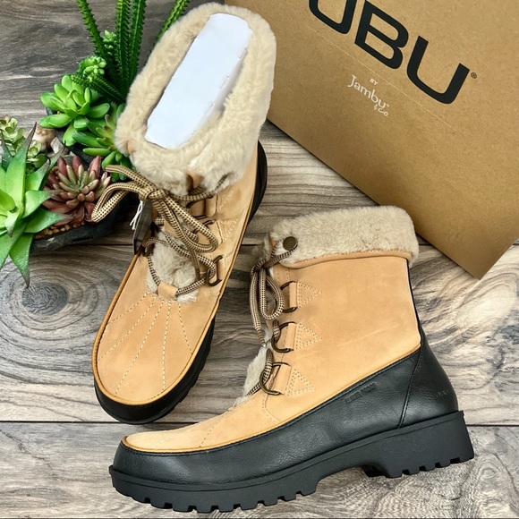 NIB JBU by Jambu Northgate Faux Fur Trim Waterproof Ankle Boots 8M Tan - Picture 2 of 13